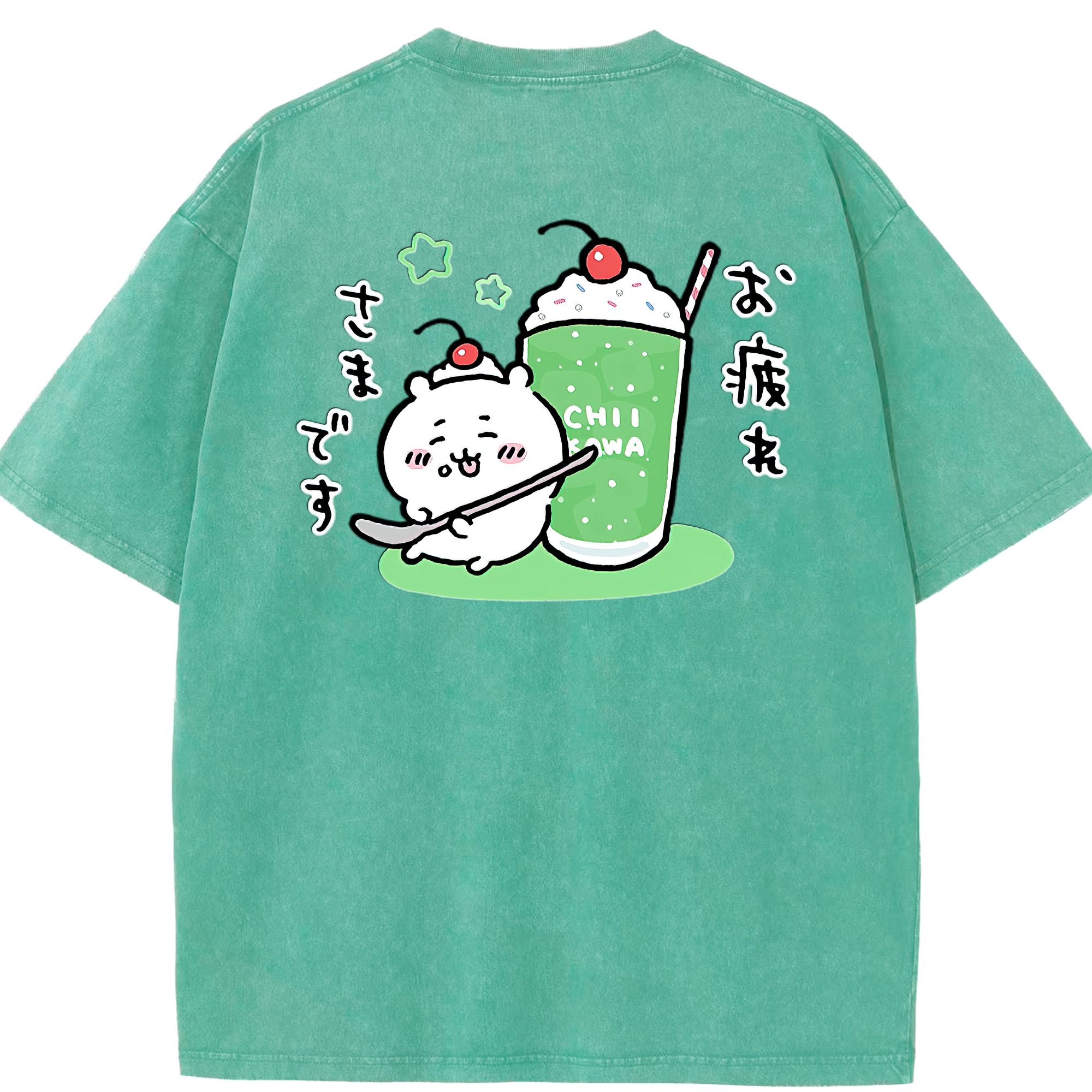 （画像用） ちいかわ ちいかわ Chii-kawa chiikawa 綿100% ヴィンテージ風 半袖Tシャツ（背面プリント）